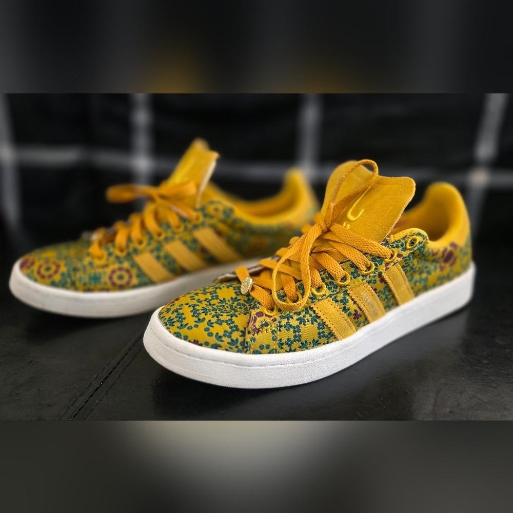 Adidas Yara Campus Floral Yellow Green Sneakers Mens 7.5 Womens 9.5 Rare - Picture 2 of 8